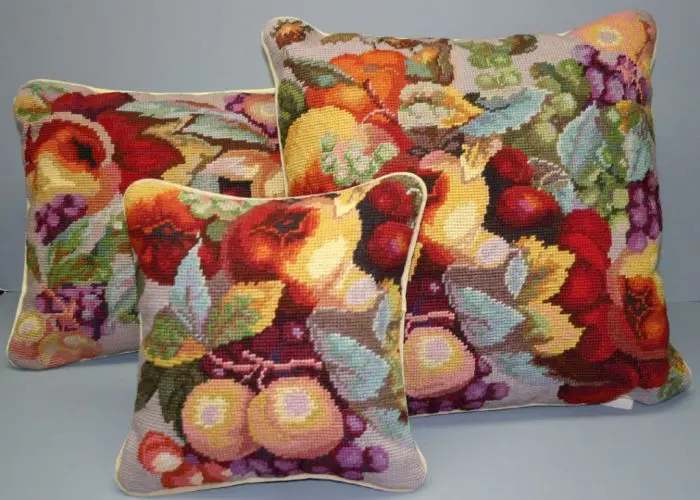 Harvest Fruit needlepoint cushion