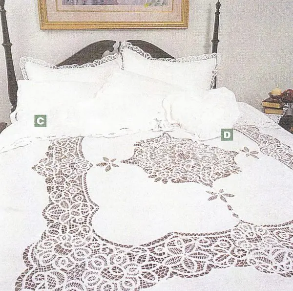 Elite Battenburg Lace White Duvet Covrt Satin Stitch Embroidery Lace Linens Co