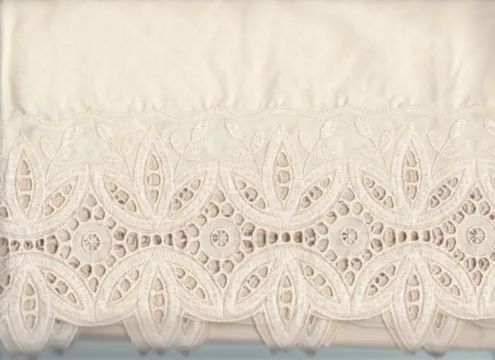 wL144E Filigree Eyelet 6 in Wide Lace trim Ecru valance