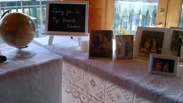 "Ensure your guestbook table stands out with our unique square pattern design, distinguishing it as a display area rather than a dining spot."
