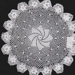 Hand Crocheted doily in very fine ccotton thread-Pinwheel