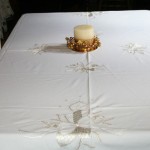 Beautifully embroidered white candle and gold accents Golden Moments is appropriate for Christmas Hanukkah Yuletide all occasion of celebration.
