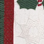 Hand quilted Border in Stars & Holly. Appliqué holly accents at the corners.