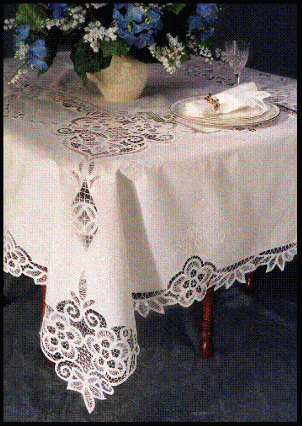 "Elevate your dining experience with our Elite Battenburg Lace Tablecloth Rectangular, meticulously handmade for holidays, events, or casual gatherings!"