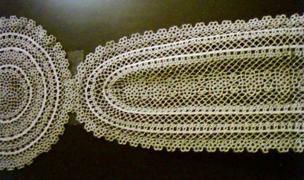 Handmade Tatting Lace doilies and runners in taupe colour