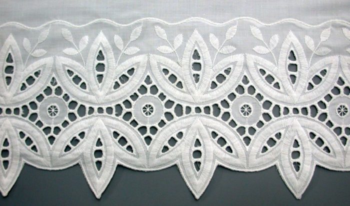 Filigree Eyelet Lace trim valance close up image