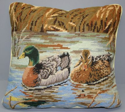 Woolen Needlepoint fine petitpoint Mallard Ducks cushion coverimage019d