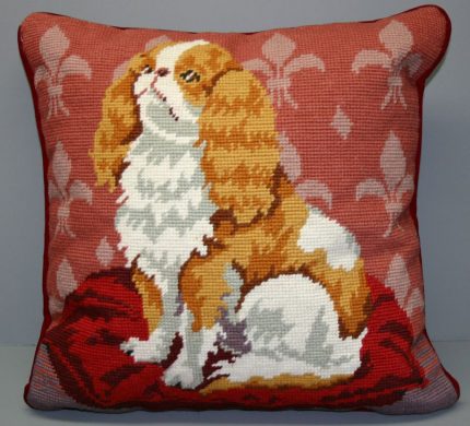 Woolen Needlepoint King Charles Spaniel Cushion Cover  #21353
