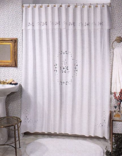 wEcru Broderie Anglaise shower curtain SC106E