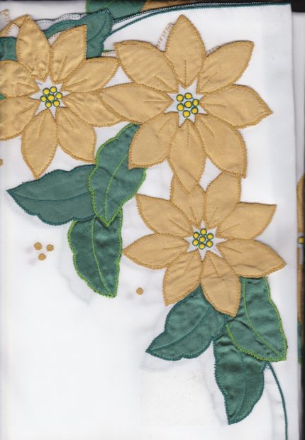Gold Poinsettia Tablecloth-easy care polyester