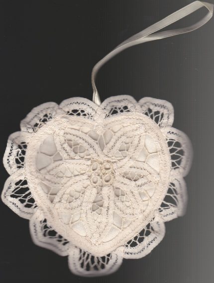 Tree Ornament Heart Sachet-Ecru