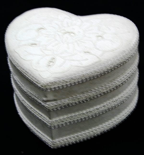 "Chic Heart-shaped Hat Box for the modern bride's accessories. White with Cut Work Embroidery. Handcrafted perfection for generations to come."