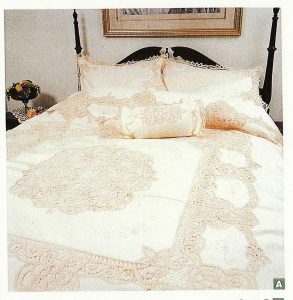 Lace Duvet Cover Elite Battenburg Ecru Satin Stitch Embroidery