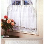Hand knotted Tuscany Lace -classic Rose-in natural fibre white quality cotton Valances/café panels..