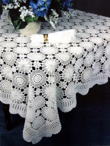 Handmade SnowFlake Crochet Lace 100% Cotton tablecloth.