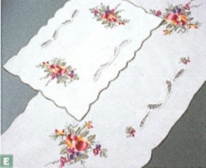 Harvest Fruit Cotton Embroidered & French Lace Place Mat doily and runner