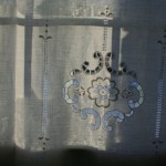 Linen hand hemstitched French door panel or window covering