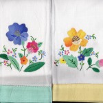 Hostess Gifts- Applique Guest Towel with Hand Hem-Stitched application of colour border edge- Green or Yellow colour border