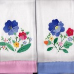 Hostess Gifts- Applique Guest Towel with Hand Hem-Stitched application of colour border edge- Pink or Blue colour border