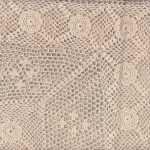 Crochet Lace flowers on a Honeycomb mesh tablecloth in White or Ecru.