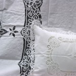 Exquisite hand made Battenburg Lace bedspread traditional pure white cotton in Queen size,