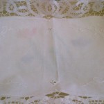 The magic of Battenburg Lace doily serving tray liner. White colour.