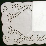 Pure Linen Broderie Anglaise eyelet embroidered place mat and napkin 