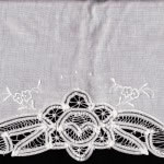 Cotton Battenburg Lace with hand embroidered white petit fleurs