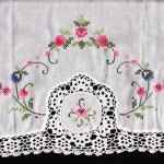 Cross Stitched full Crochet Lace edged cotton pillow case