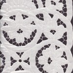 Creative design of Lotus in a Pond of natural fibre Linen Cutwork embroidery.