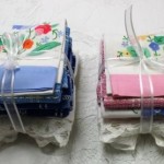 Hostess Gift- Hand Appliqué Guest Towels pre-bundled special. Colour coordinated pre-arranged in Blue-Pink-Yellow-Green. Buy more Save more option available.