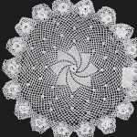 Hand Crocheted doily in very fine ccotton thread-Pinwheel 