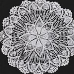 Hand Crochet Lace doily in very fine white cotton thread