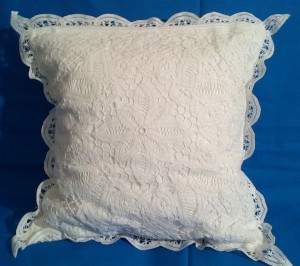 Solid Battenburg Lace Heart cushion cover is unique in hand made details.