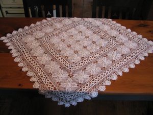 Irish Rose with Double crocheted Ring Lace table toppers.