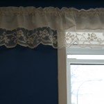 Hand knotted Tuscany Lace -classic Rose-in natural fibre white quality cotton Valances/café panels..