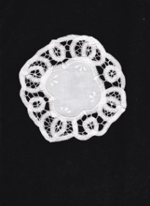 Battenburg Lace round doily- Coaster size 6 inch
