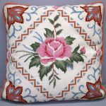 Woolen Needlepoint Rose in a frame cushion cover #TH002