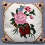 Woolen Needlepoint 2 Roses in a frame cushion cover #TH005