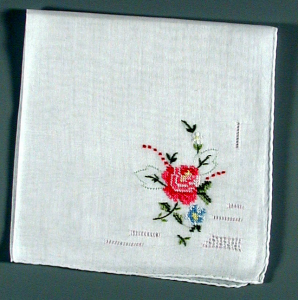 Red Petit Point Single Rose handkerchief