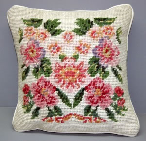 Woolen Needlepoint Monet cream cushion cover