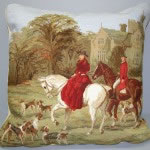 Petit Point Hunting Scene cushion cover