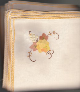 Hand Appliqué Yellow Heritage Roses with Brown foliage.