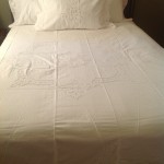 Cutwork Rose embroidered Duvet Cover, Bedskirt, Shams, Cushion Covers are available in a warm Ecru colour for the country home. Some sizes sold out.