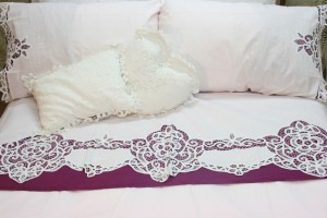 Elite Battenburg Lace bed sheet & pillow cases set.