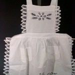 Elite Battenburg Lace Victorian style bib apron, with full lace trim.