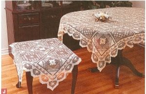 Hand knotted Tuscany Lace oblong shape tablecloth.