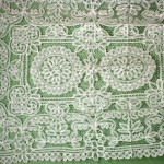 Classic Battenburg Lace tablecloth.