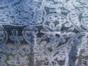 Classic All over Battenburg Lace with filling Buttonhole Stitch cotton tablecloth