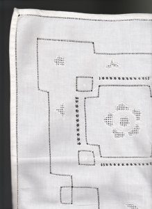 Portuguese Drawn Thread and White Work Embroidered tablecloth.